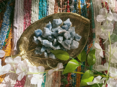 Raw blue calcite